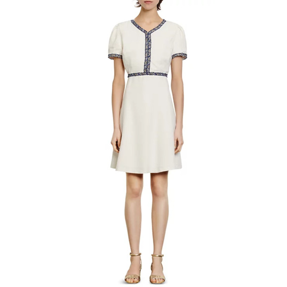 Sandro Women Reyan Tweed Trim Dress White Size 36/S or 4US - Picture 8 of 8